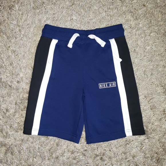 New Size Large Boys Sweat Shorts Blue Black White Nike Air Quality Zip Pocket - Picture 1 of 8